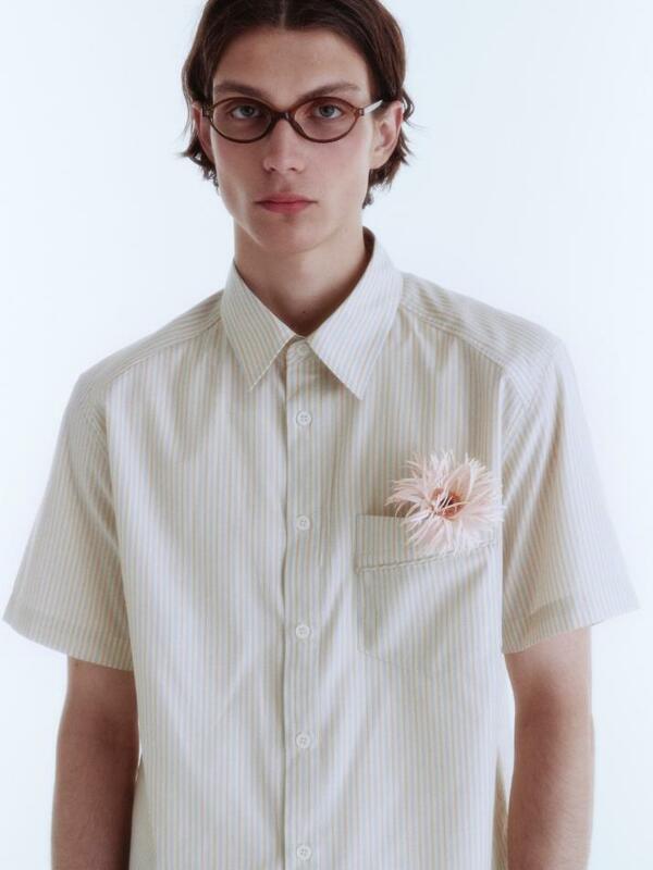 Viela Stripe Cotton Shirt_Butter Cream