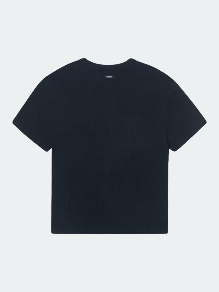 Wale Cotton Henley Neck Top_Black
