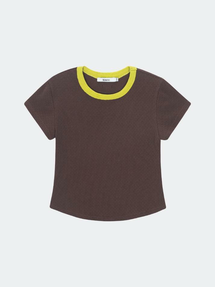 Round Ribbon Line T-Shirt_Brown Lime_W