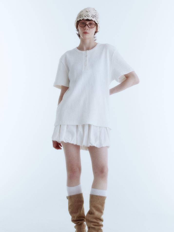 Wale Cotton Henley Neck Top_White_W