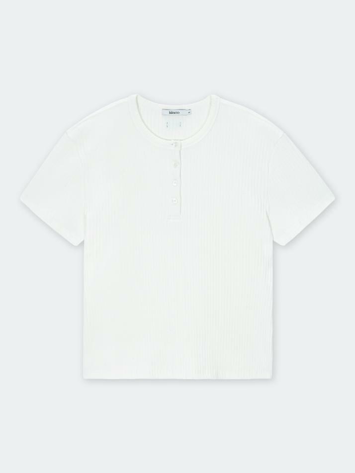 Wale Cotton Henley Neck Top_White_W