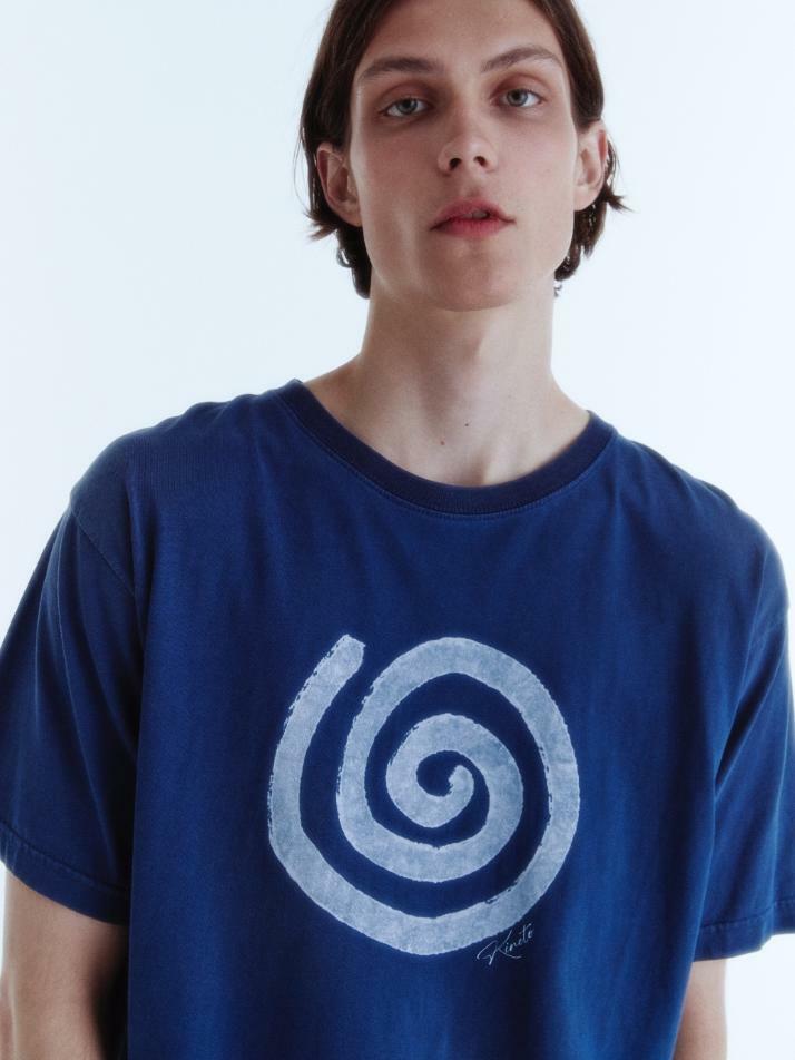 Sulfur Dyed Blow Wind Print T-Shirt_Dusty Blue