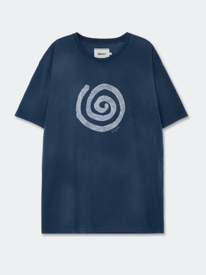 Sulfur Dyed Blow Wind Print T-Shirt_Dusty Blue