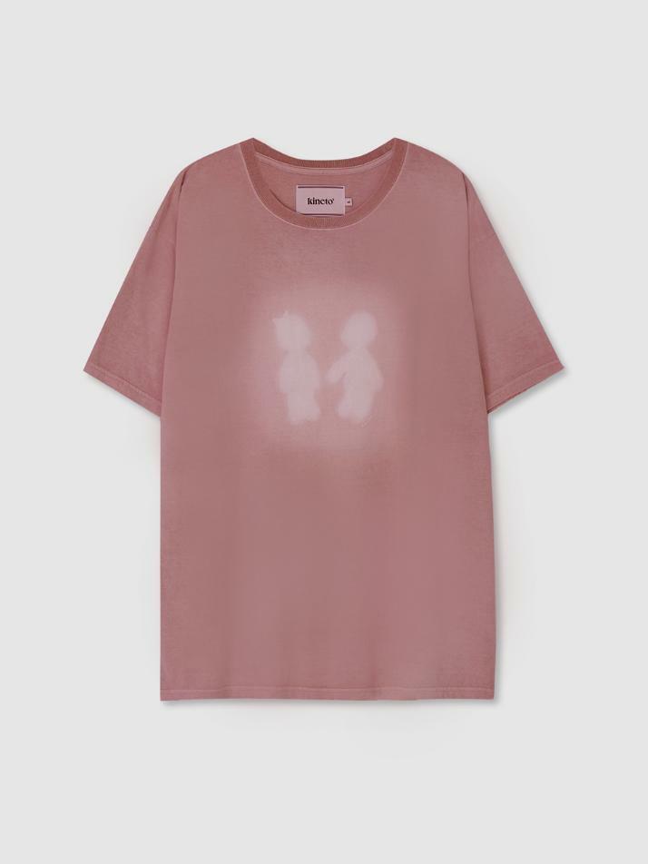 Sulfur Dyed Boy&Girl Print T-Shirt_Dusty Pink