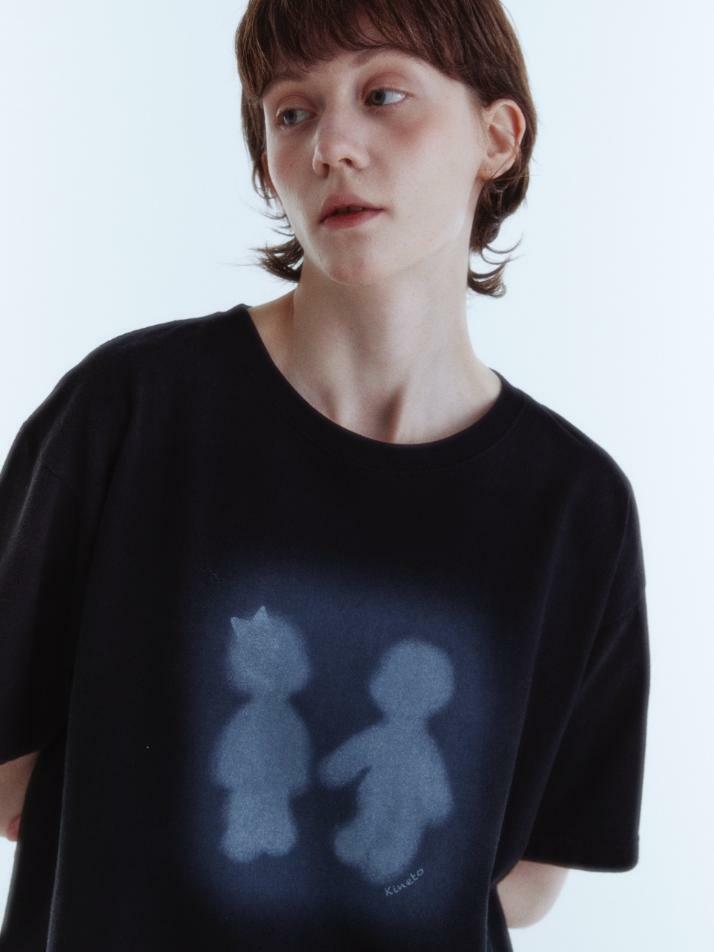 Sulfur Dyed Boy&Girl Print T-Shirt_Dusty Black_W