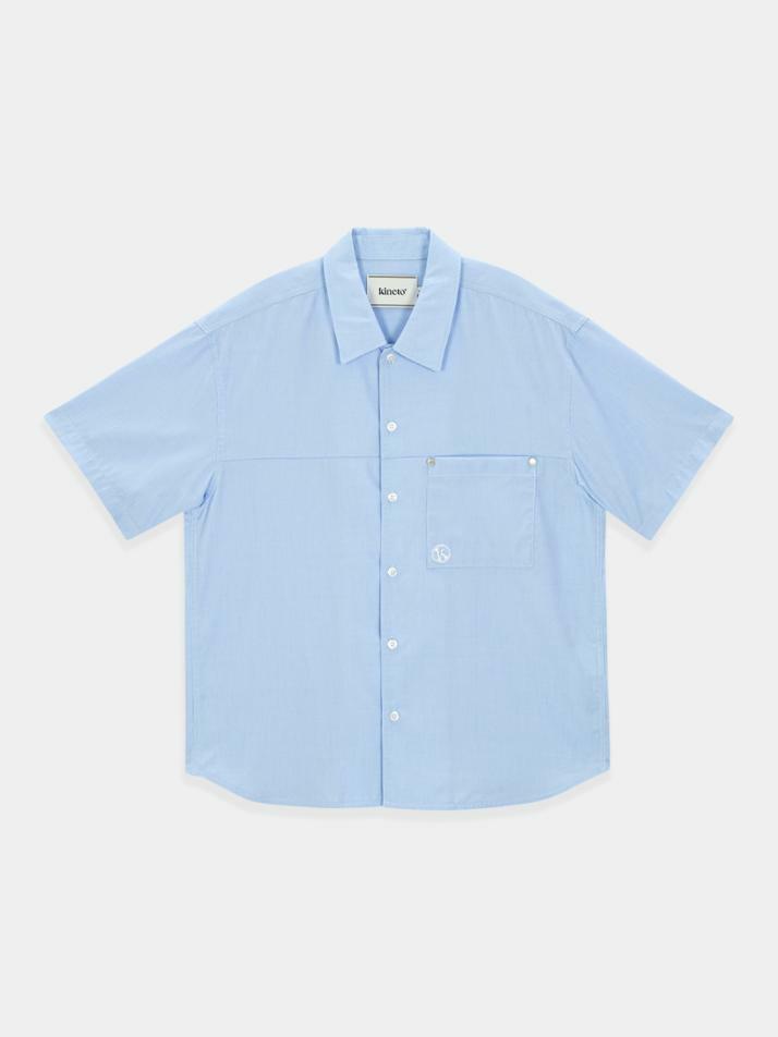 Convertible Collar Stripe Shirt_Sky Blue