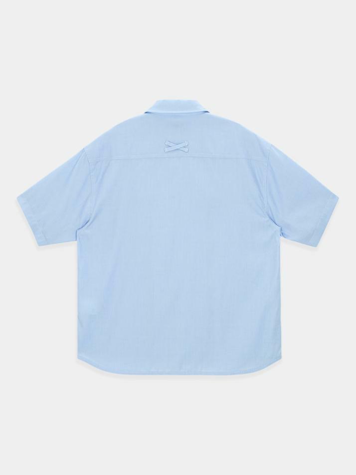 Convertible Collar Stripe Shirt_Sky Blue