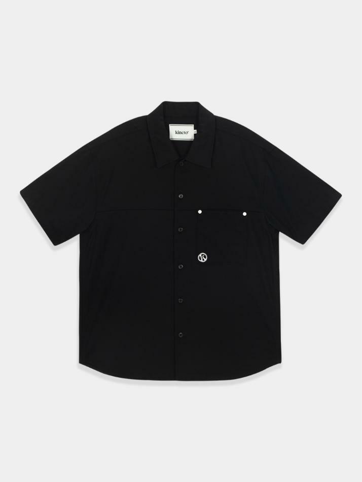 Convertible Collar Stripe Shirt_Deep Black