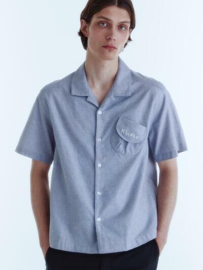 Open Collar Cover Pocket Shirt_Deep Navy