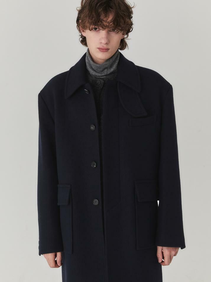 Essential Wool Felt Mac Coat_Navy
