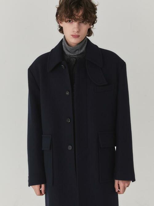 Essential Wool Felt Mac Coat_Navy