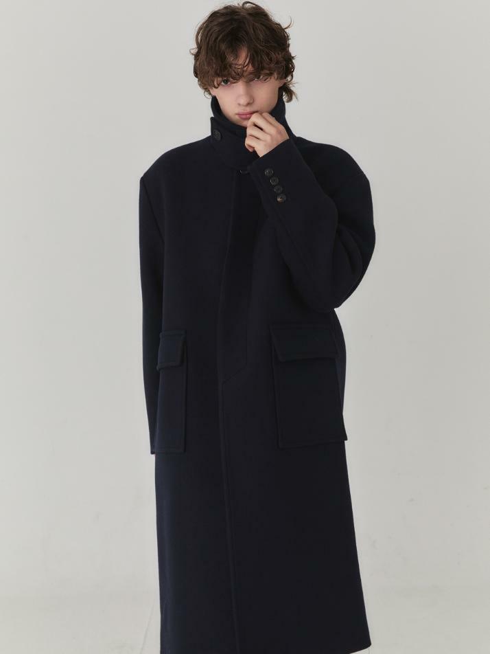 Essential Wool Felt Mac Coat_Navy