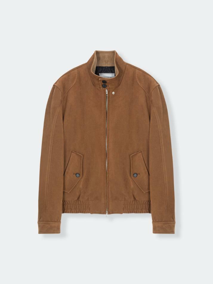 Suede High Neck Jacket_Camel