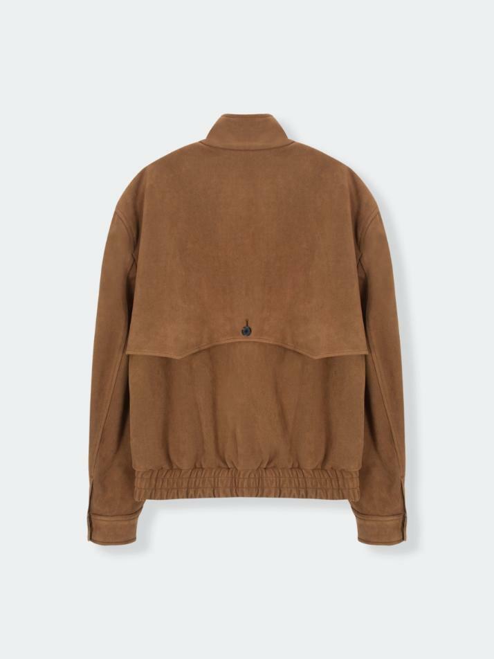 Suede High Neck Jacket_Camel