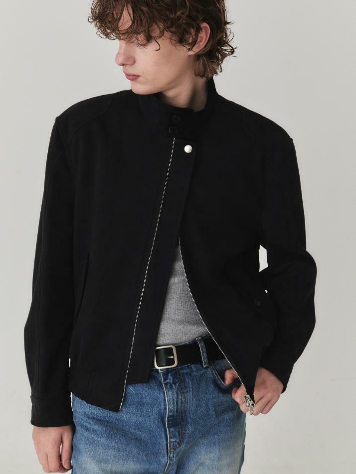 Suede High Neck Jacket_Black