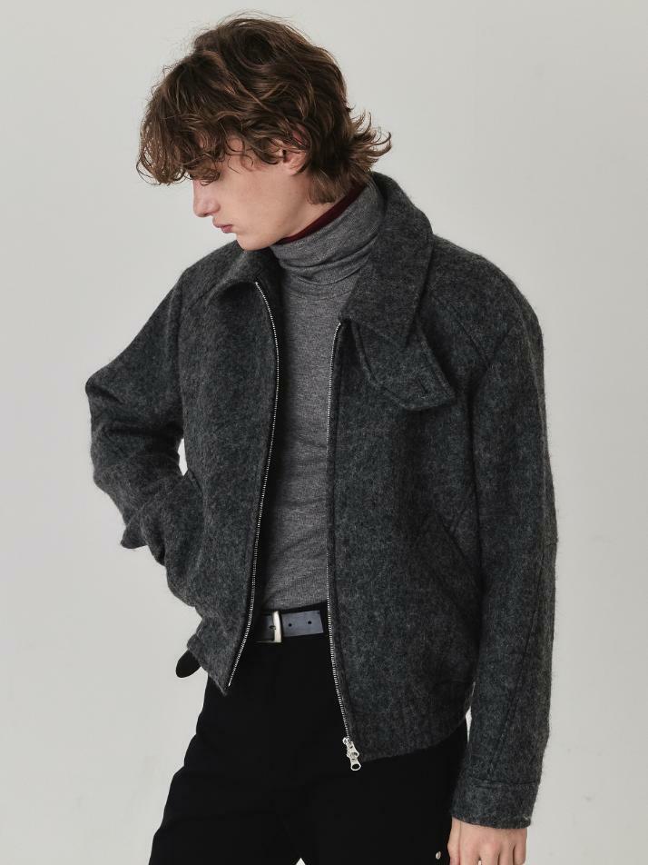 Misty Brushed Wool Jacket_Smoky Charcoal