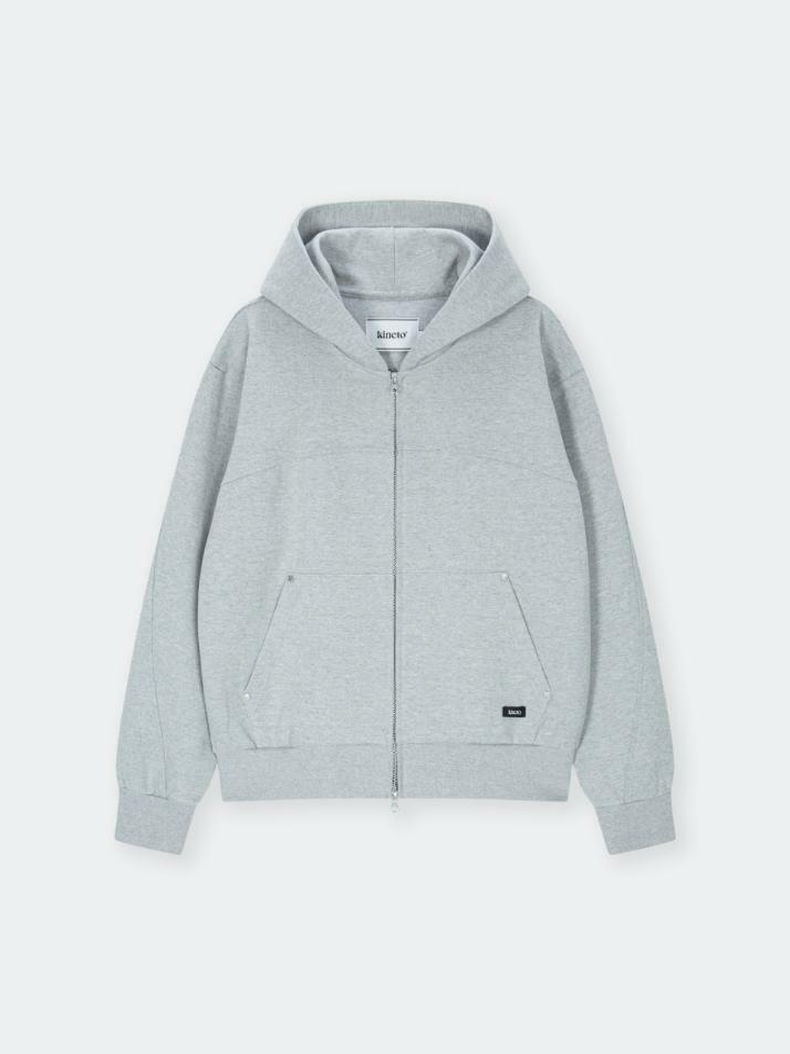 Curved Panel line Hoodie Zip_Melange Grey