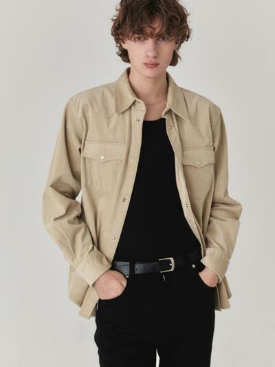 Western Corduroy Shirt_Cream