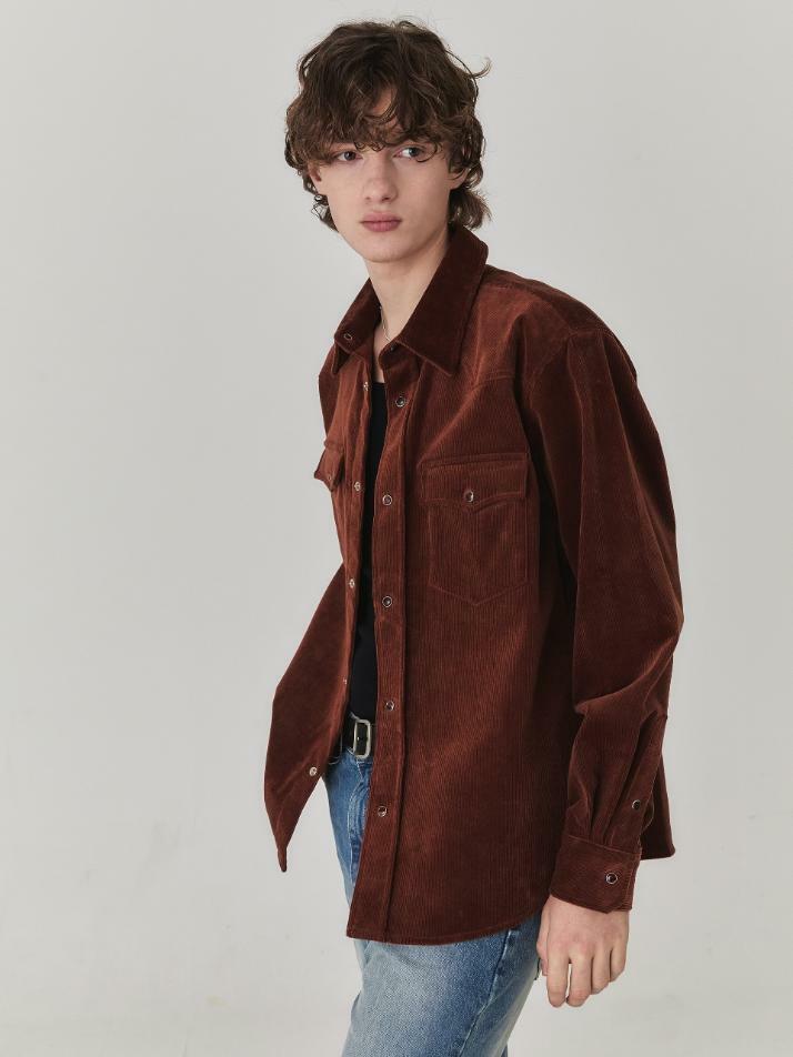 Western Corduroy Shirt_Cinnamon Brown