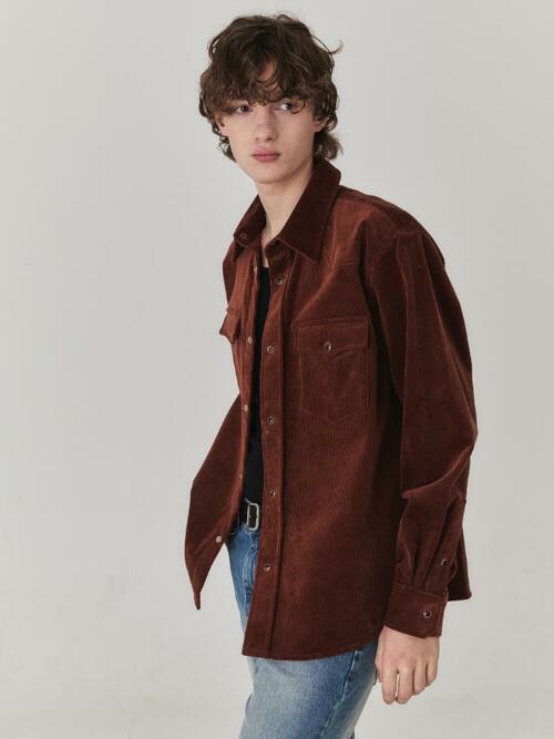 Western Corduroy Shirt_Cinnamon Brown