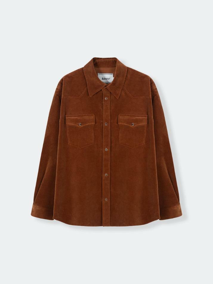 Western Corduroy Shirt_Cinnamon Brown