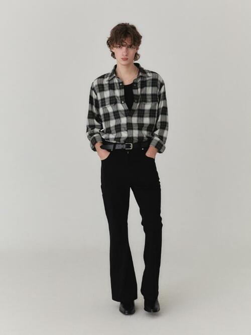 Ombre Checked Western Shirt_Black