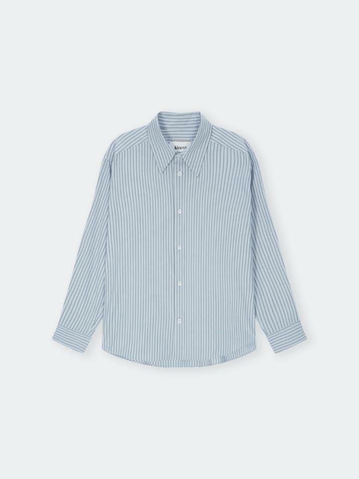 Glow Stripe Poplin Shirt_Mystic Blue