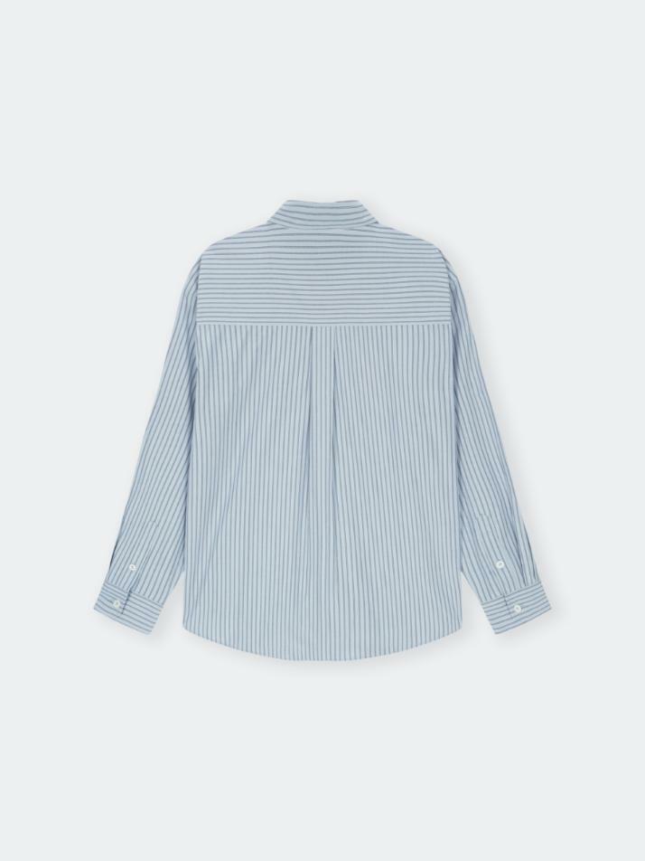Glow Stripe Poplin Shirt_Mystic Blue