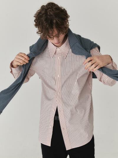 Glow Stripe Poplin Shirt_Pink