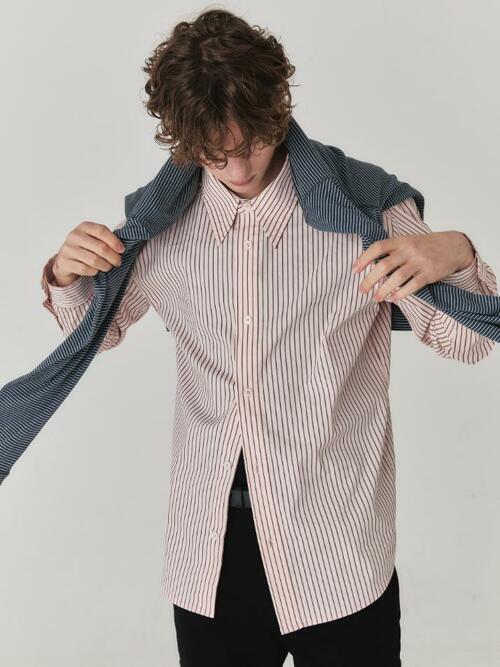 Glow Stripe Poplin Shirt_Pink