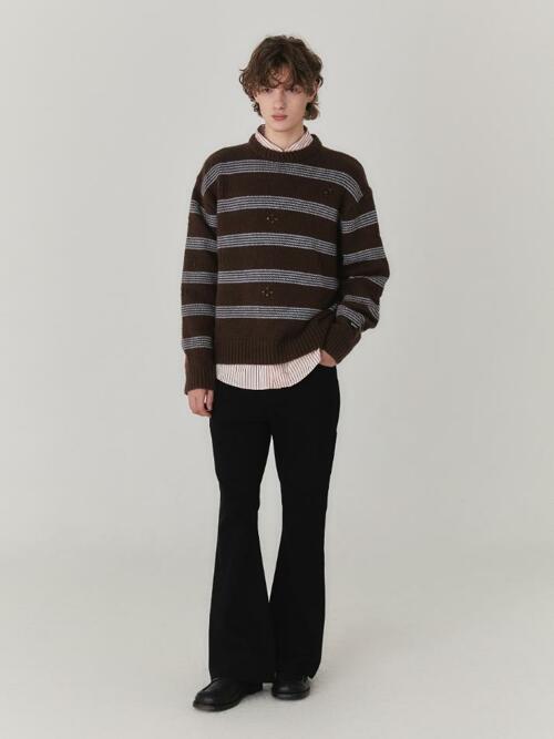Breeze Stripe Wool Sweater_Brown
