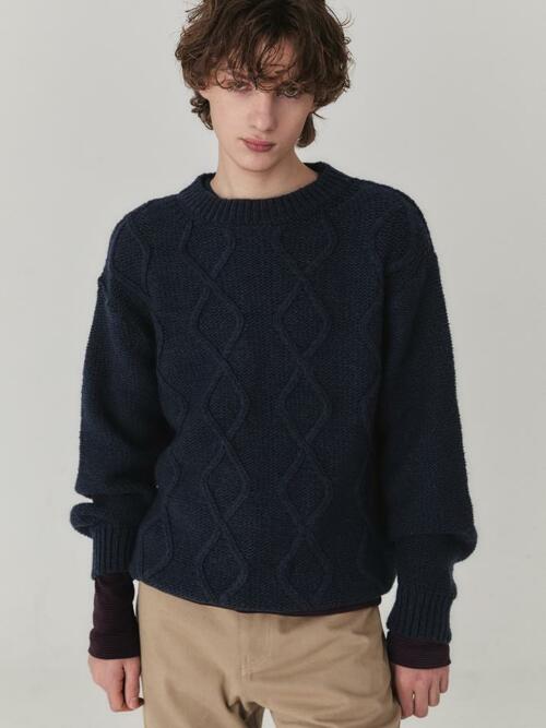 Mohair Fisherman Sweater_Navy