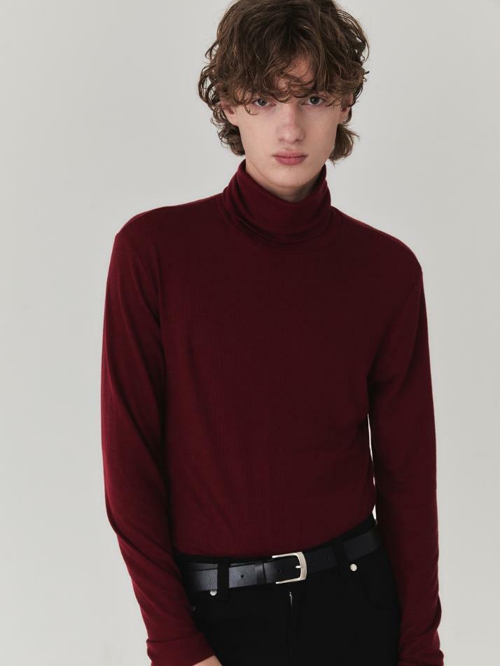 Sleek Wool Blend Turtle Neck_Red