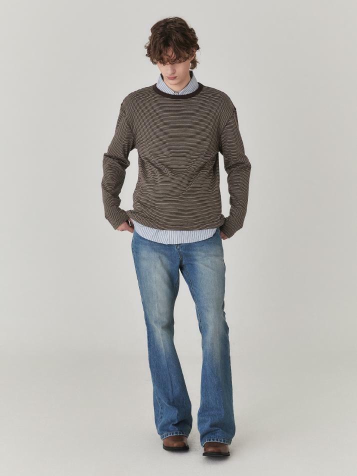 Blend Stripe Long Sleeve Top_Brown