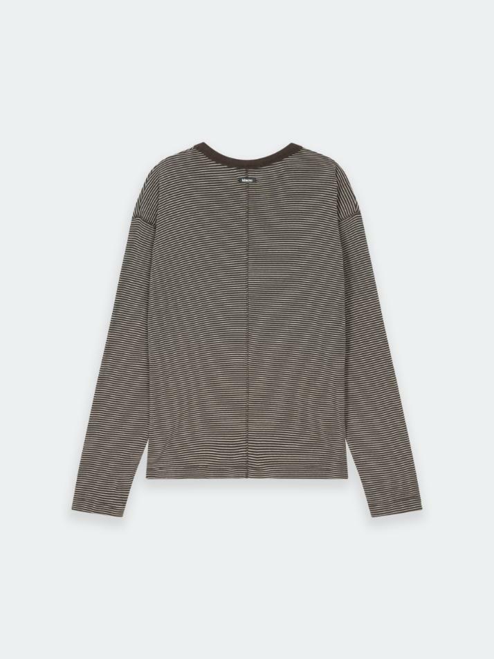 Blend Stripe Long Sleeve Top_Brown