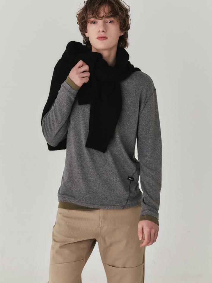 Haze Layered Wool Longsleeve Top_Grey