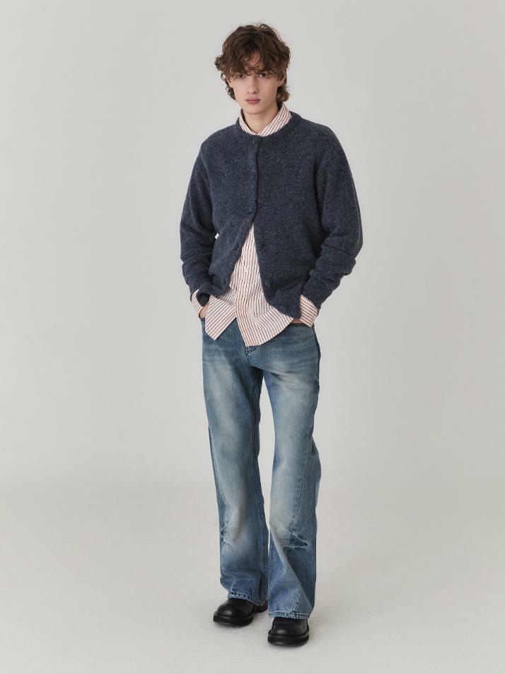 Wave Cutting Denim Pants_Midnight Blue