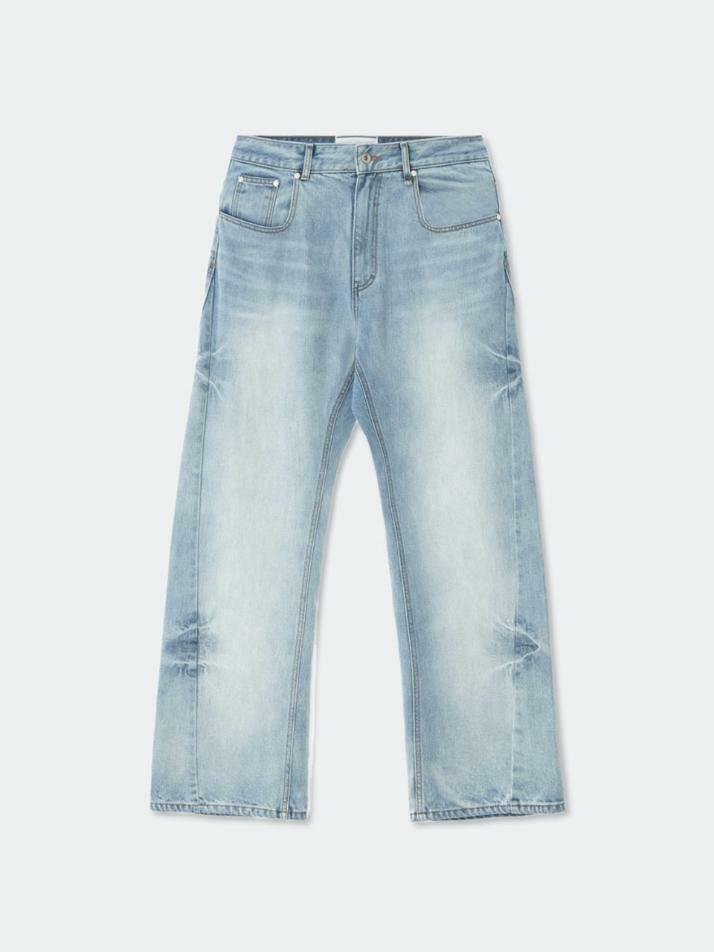 Wave Cutting Denim Pants_Light Blue