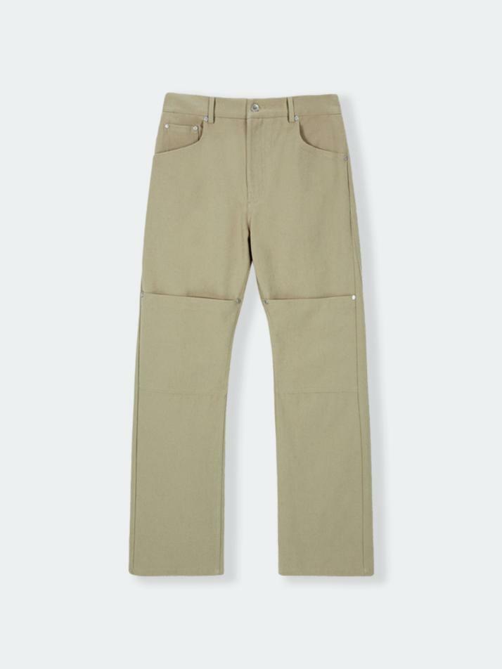 Curved Double Knee Cotton Pants_Beige