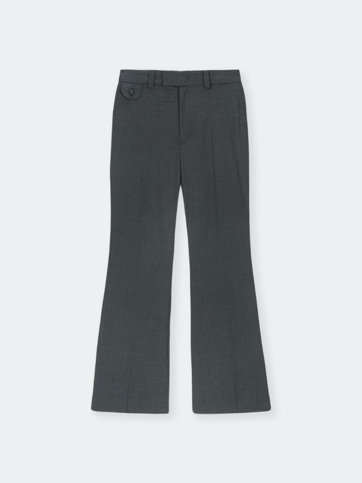 Pin Stripe Wool  Flare Pants_Gray