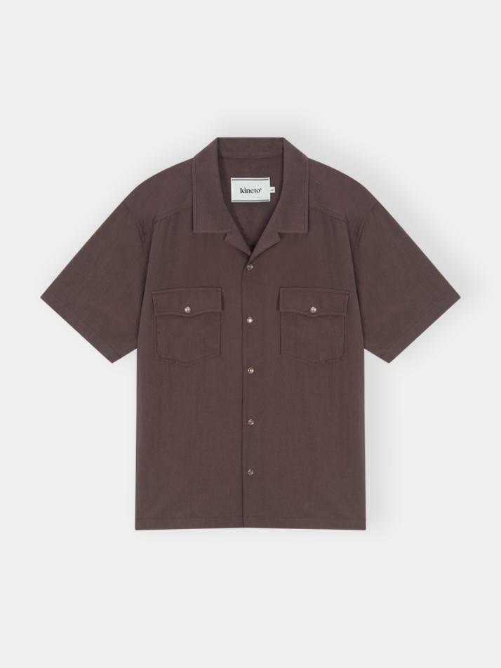 Éclat Snap Open Collar Shirt_Plum