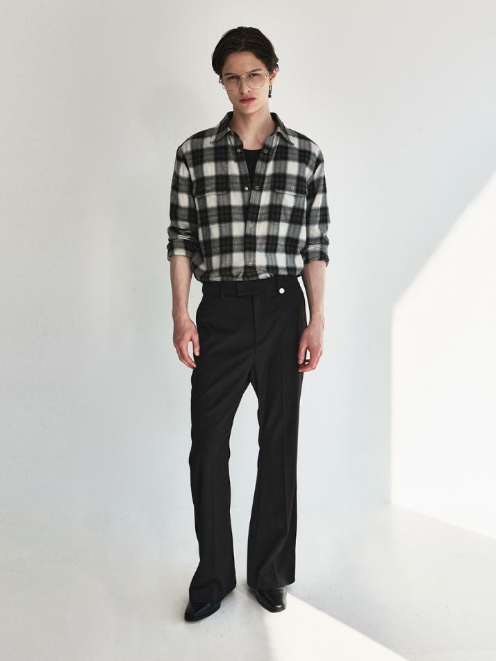 Ombre Checked Western Shirt_Black
