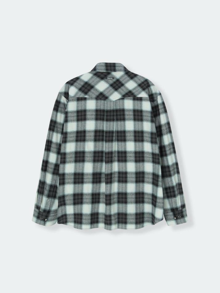 Ombre Checked Western Shirt_Black