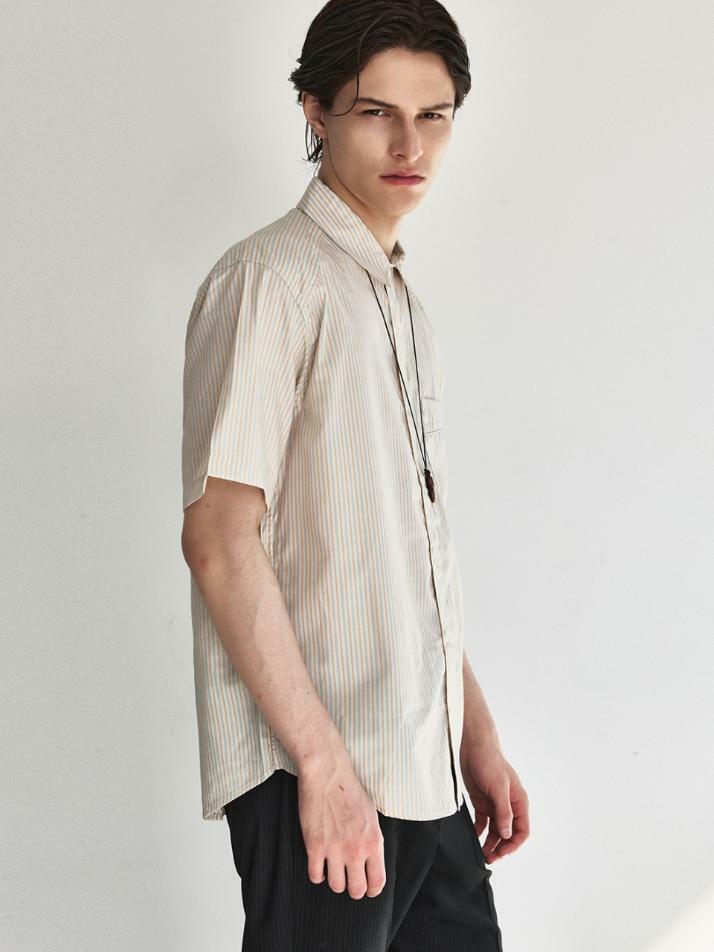 Viela Stripe  Cotton Shirt_Butter Cream