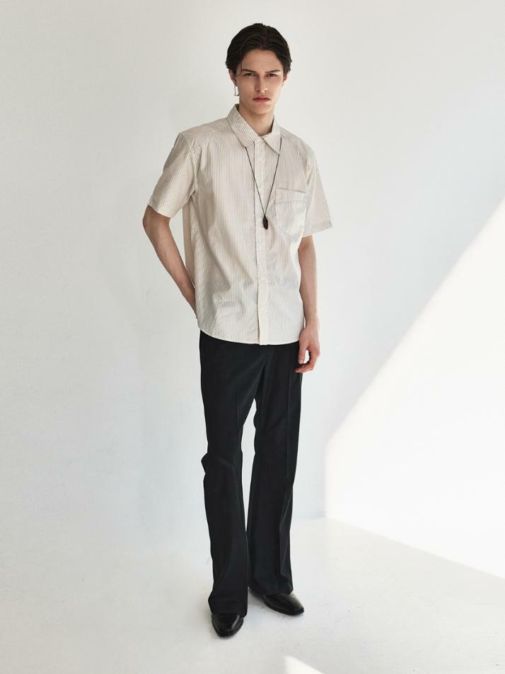 Viela Stripe  Cotton Shirt_Butter Cream