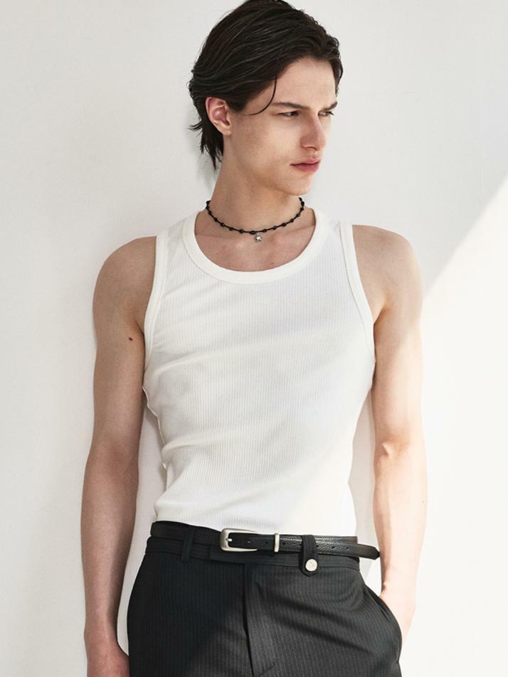 Sleek Ribbed Sleeveless Top_White