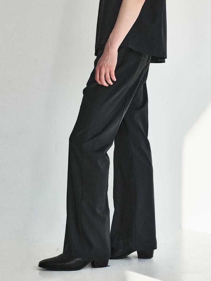 Lustre Relaxed Wool Flare Pants_Stripe Black