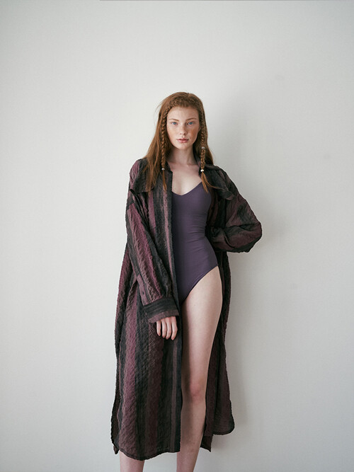 seersucker long shirt brown
