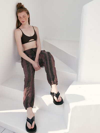 seersucker jogger pants brown