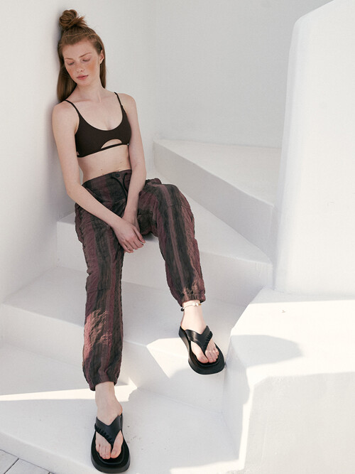 seersucker jogger pants brown